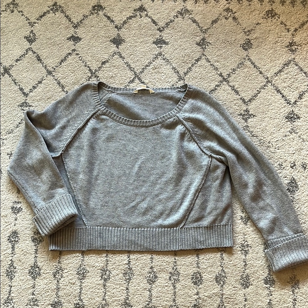 Athleta Crop Sweater with Ribbed Details